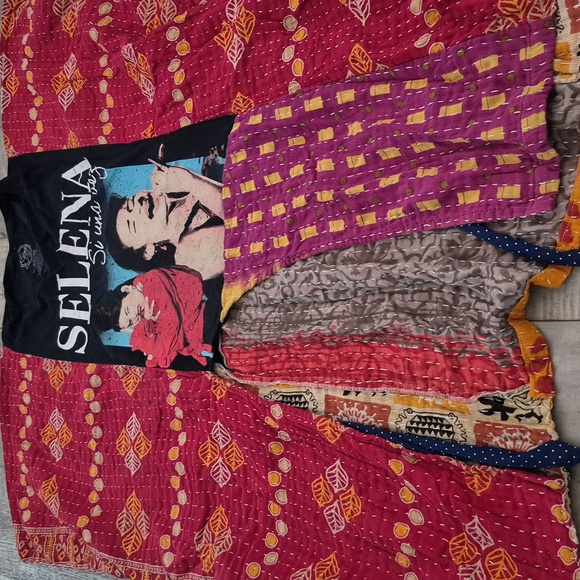 Custom Handmade Tunic Kimono Kaftan Pullover Patchwork Graphic Tee One Sz M-XXL - Picture 5 of 7